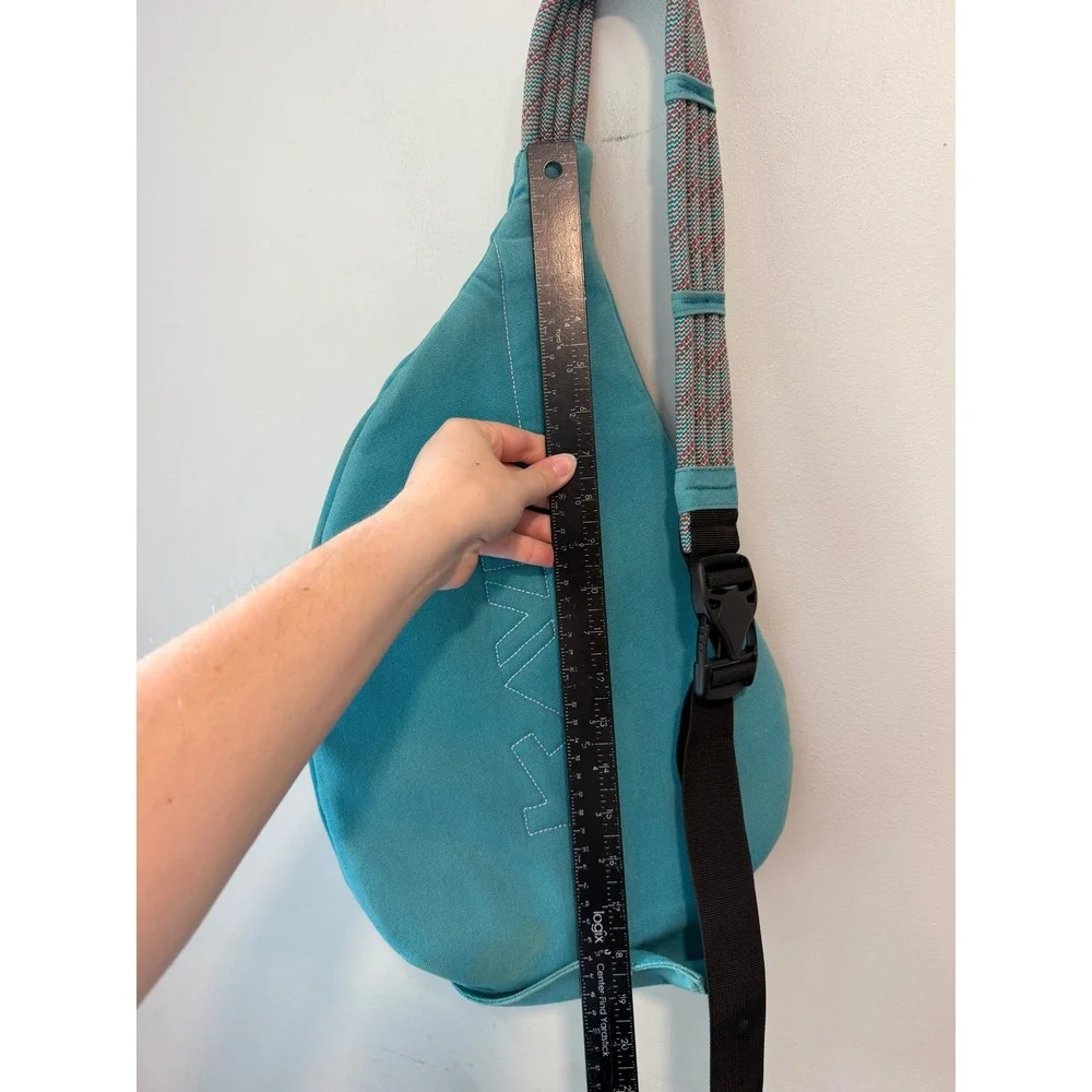 Kavu Rope Bag Turquoise Blue Canvas Sling Backpack Adjustable Rope Strap